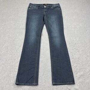 Express‎ Barely Boot Zelda Ultra Low Rise Jeans Women's 8L Tall Blue Dark Wash